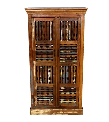 Solid Reclaimed Teak Wood cabinet with multicolor doors - Image 1 of 4