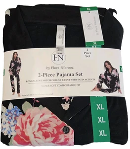 FN by Flora Nikrooz Ladies 2-Piece Pajama Set Long Sleeve & Pant  Size XL Multi  - Picture 1 of 8