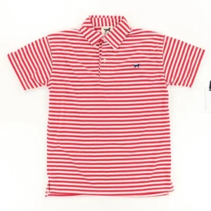 Jack Thomas Dog Striped Polo Shirt Red Boys M - Picture 1 of 8