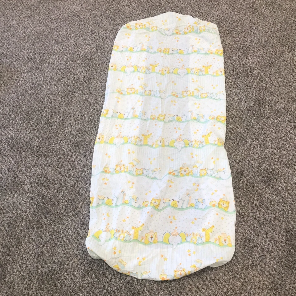 Sábana Cuna Ajustable Vintage Sweet Dreams Animal Pastel Blanco Amarillo Estrellas Rayas Foto 1 de 4