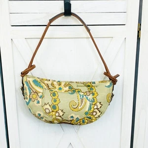 Liz Claiborne Linen Canvas Paisley Floral Shoulder Mini Hobo Bag - Picture 1 of 16