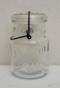 Coperchio di vetro vintage Presto Top Vetro Pinta Trasparente & Wire Bail Vetro Illinois Co - Foto 1 di 8