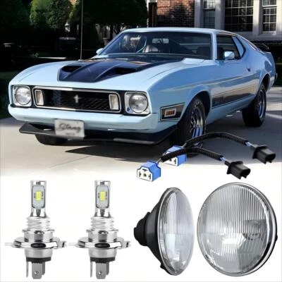 Par de faros LED redondos de 7" de haz alto bajo para Ford Mustang 1965~1973 más brillantes Foto 1 de 4