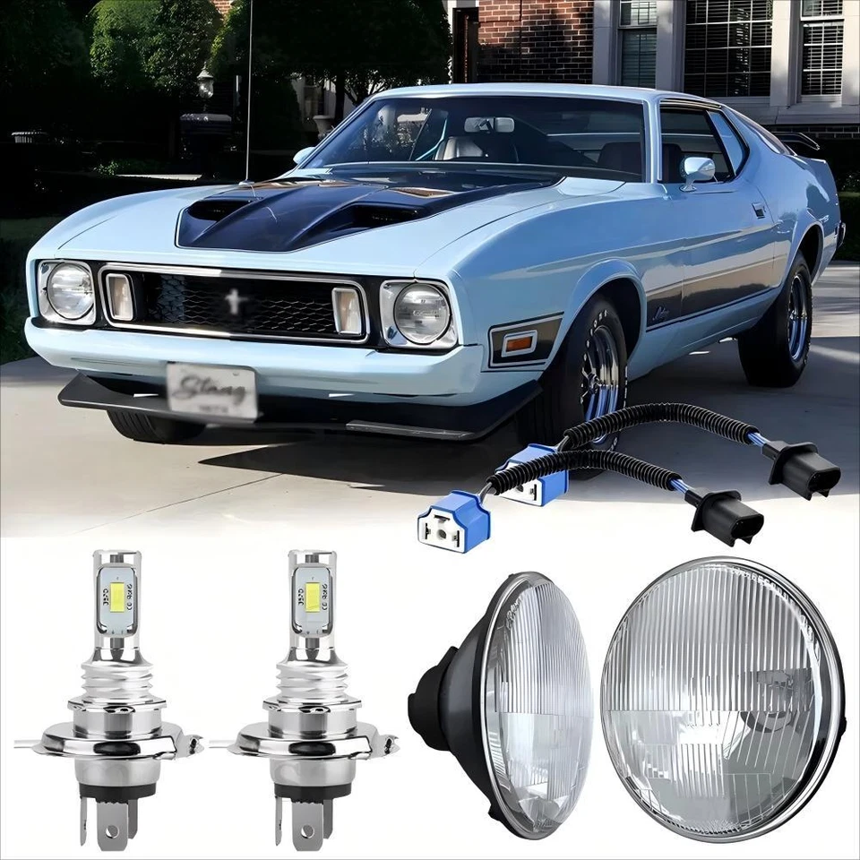 Par de faros LED redondos de 7" de haz alto bajo para Ford Mustang 1965~1973 más brillantes Foto 1 de 4