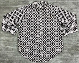 White Stag Top Womens 22W Geometric Button Up Long Sleeve Cotton Casual - Picture 1 of 11