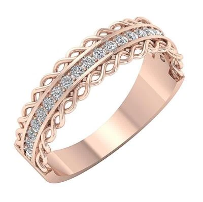 Engagement Stackable Ring Round Diamond I1 G 0.35 Ct 14K Solid Rose Gold 5.45 mm - Image 1 of 4