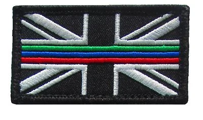 Triple Thin Blue Green Red Line Emergency Service Union Jack Patch Badge SMALL