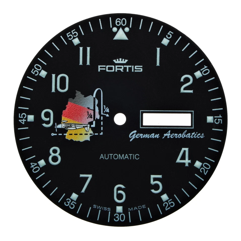 Esfera FORTIS para ETA2836-2 negra 35,1 mm 'Aerrobacias aéreas alemanas' Foto 1 de 1