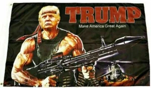 Trump 2024 USA Donald Trump Rambo Bazooka 3x5 ft Flag Poly President MAGA 100D - Picture 1 of 3