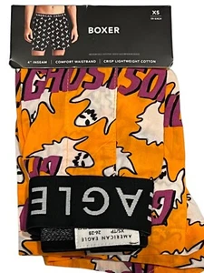 NWT AMERICAN EAGLE Boxer Sz XS-S-M-L-XL Orange Black Ghosts Halloween #57A - Picture 1 of 11