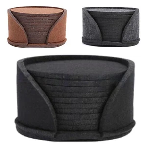 10Pcs Tabletop Coasters With Holder Absorbent Cup Mat Set Felt Coasters - Picture 1 of 9