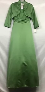 Mother of the Bride/ Bridesmaid Dress Slvls Satin/Chiffon Clover Green + Shell - Picture 1 of 10