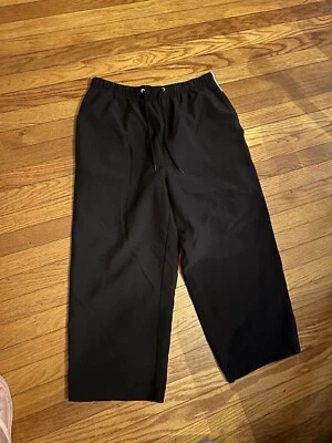 Women’s Sz Small Black Cropped / Capri Pants With White Stripes Foto 1 de 3