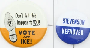1956 President Campaign Pin Button Lot Dwight Eisenhower Adlai Stevenson Repro - Picture 1 of 11