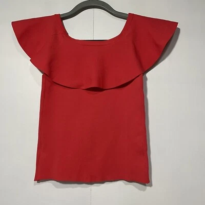 Parker оборкой шеи Топ женщин средний красный ночь вне блузка вечеринки фея Дата - Изображение 1 из 4