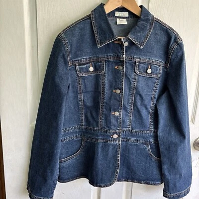Chaqueta vaquera de mezclilla French Dressing FDJ para mujer XL azul con botones delanteros semi-ajustada usada en excelente estado Foto 1 de 4