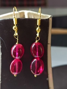 Ruby Corundum Smooth Oval Beads 9x11-8x10 mm Ruby Earrings Gemstone - Picture 1 of 11