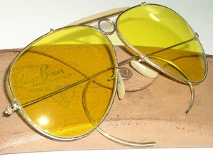 1970's 62MM B&L RAY BAN KALICHROME YELLOW CRYSTAL SHOOTING AVIATOR SUNGLASSES - Picture 1 of 10