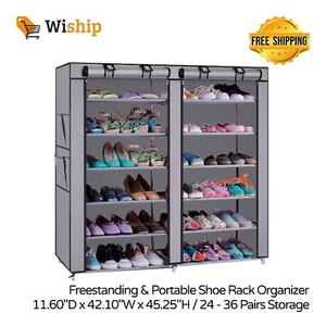 Shoe Rack Storage Organizer, Dustproof Tall Shoe Cabinet Closet Shelf with Cover - Picture 1 of 28