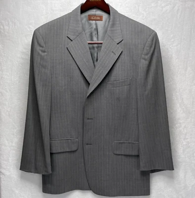 Tasso Elba For Macy's Suit Jacket Men's S42 Wool Gray Pinstripe Coat P012902 - Image 1 of 4