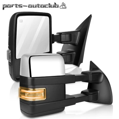 Chrome Fits 04-14 Ford F150 Power Heated Auxiliary Clearance Signal Tow Mirrors Foto 1 de 4