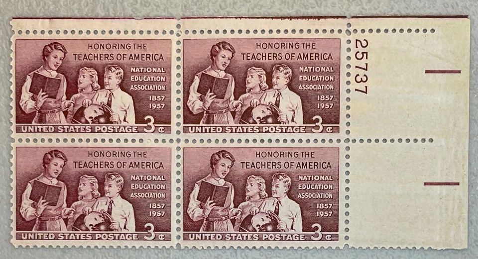 Estampillas de Estados Unidos Scott # 1093 bloque de placas de maestros MNH  Foto 1 de 1