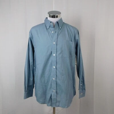 Basic Editions Men's Button-Front Gingham Shirt - Blue Check, Medium #6448 - Image 1 of 4