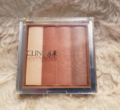 CLINIQUE Shimmering Stripes shimmer quad CABANA PINK full size powder blush RARE - Image 1 of 4