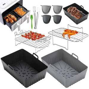 8PCS Air Fryer Rack & Grills Baking Pot Accessories Set For Ninja Dual Basket - Picture 1 of 23