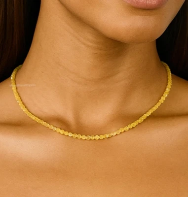 Delicado collar gargantilla citrino cristal amarillo piedra de nacimiento de noviembre joyería regalos Foto 1 de 4