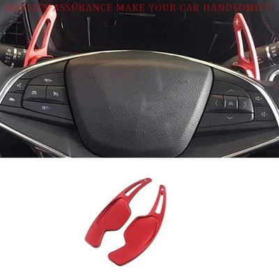 适用于凯迪拉克 XTS 2013 - 2020 合金红色方向盘换档桨移位器 2 件 — 第 1/4 张图片