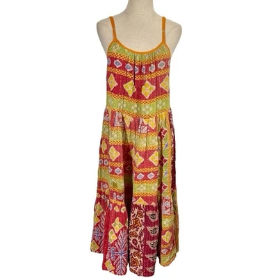 Kantha Sleeveless Midi Dress by Mastani Handmade Boho One Size - Image 1 of 4