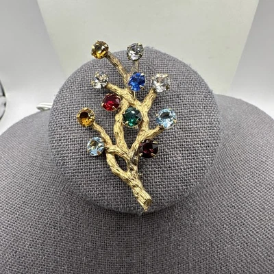 Broche prendedor vintage de diamantes de imitación firmado por Van Dell, 1/20 relleno de oro 12k Foto 1 de 4