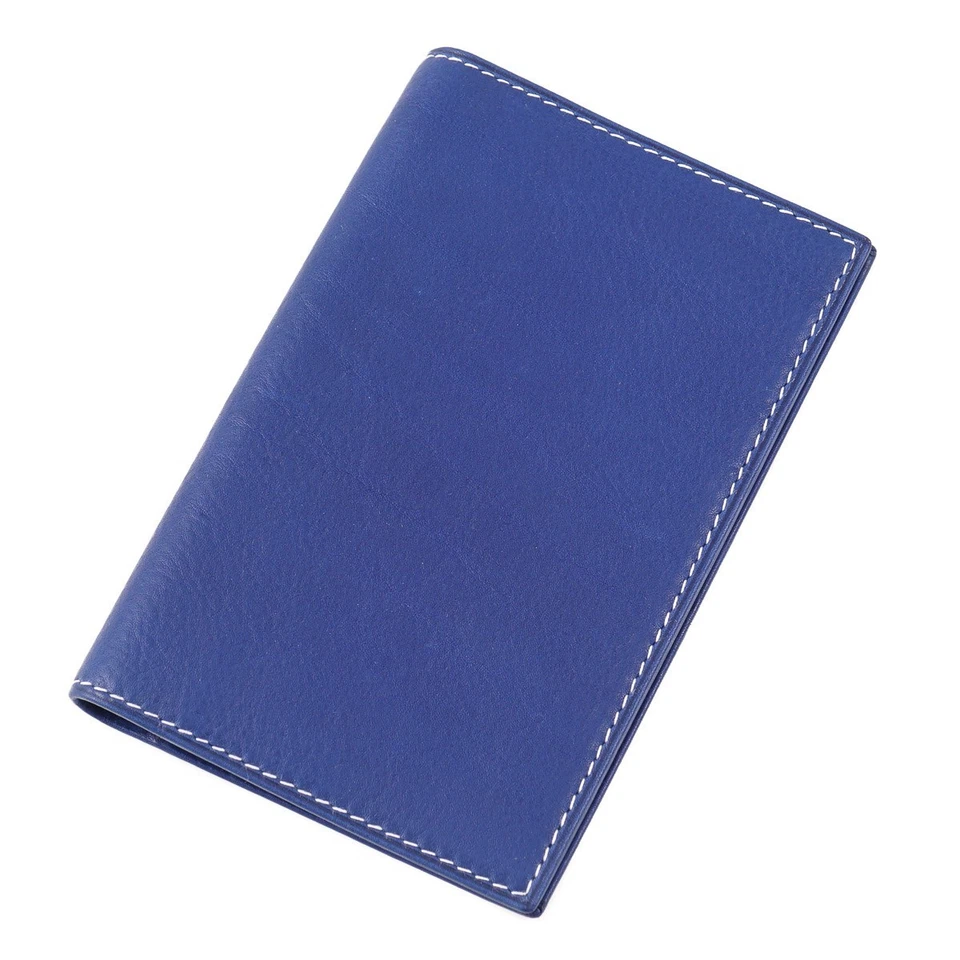 Mini billetera de viaje Kiton azul de cuero de becerro suave con libreta de direcciones nueva en caja Foto 1 de 4