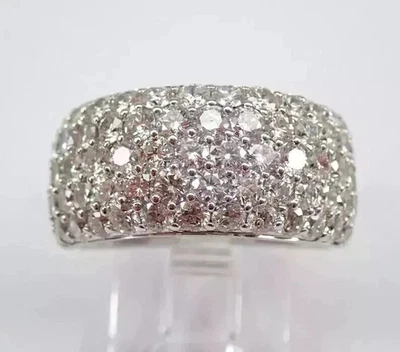 2Ct Round Cut Lab Created Diamond 14K White Gold Plated Anniversary Cluster Ring - Image 1 of 4