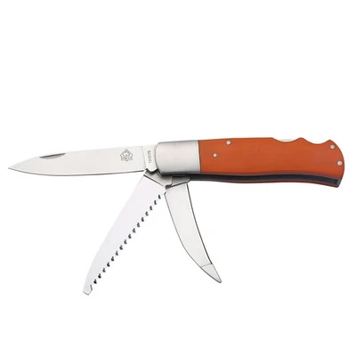 PUMAKNIVES PUMA TEC Jagdtaschenmesser G10 orange mit Säge & Aufbrechklinge inkl. Lederetui