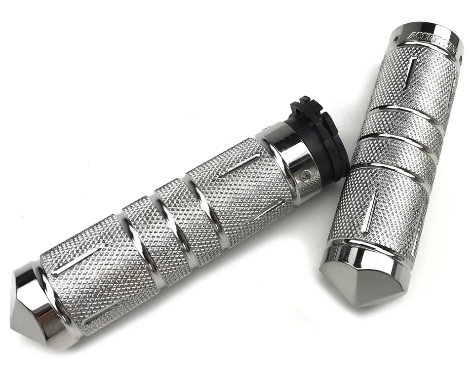 Accutronix Diamond Knurled Dual Cable Chrome Grips (GR100-SKIC) - Image 1 of 1