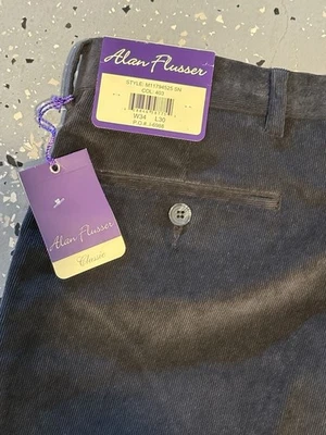 Новый с Ярлыками ALAN FLUSSER 34 x 30 мужчин плоский передний поли нейлона спандекс вельветовые брюки черный - Изображение 1 из 4