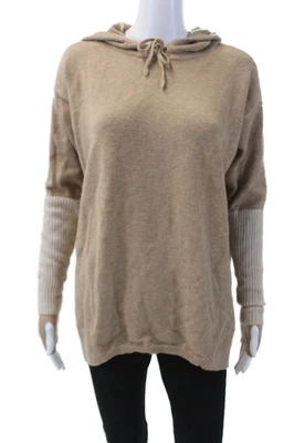 Suéter Athleta Para Mujer Capucha Mangas Largas Dobladillo Acanalado Beige Talla L Foto 1 de 4