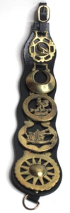 Vintage Horse Medallions Brass Tack Bridle Saddle Badge Ornament With Strap - Picture 1 of 6