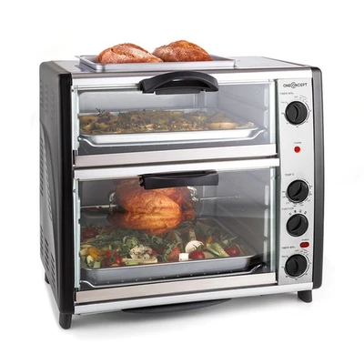 Mini Backofen Elektro Grill Pizzaofen Miniofen Doppel Grillplatte 42L 2400W LED - Bild 1 von 4