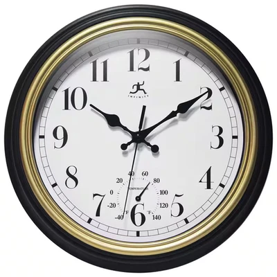 Classic Gold Trim Indoor/Outdoor Clock, 12" - Image 1 of 4
