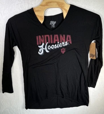 Blue 84 Indiana Hoosiers T-Shirt Long Sleeve Black W/ Red &White Women’s S NEW - Image 1 of 4