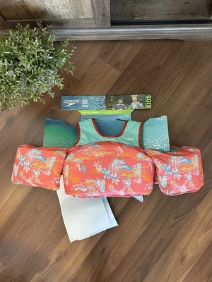 Speedo Splash Jammer - Coral/Verde azulado: chaleco salvavidas juvenil, 33-55 libras, cierre de hebilla Foto 1 de 4