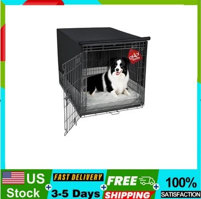 42" Extra Grande Raza Gigante Perro Cajón Perrera XL Mascota Alambre Jaula Enorme Cubierta Plegable Foto 1 de 4