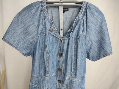 Vestido Camisa Midi Lane Bryant Denim Cambray Algodón Mujer Talla 14/16 Bolsillos Foto 1 de 4