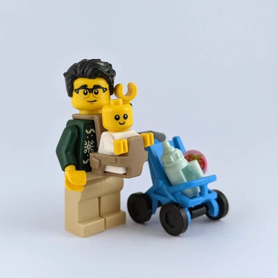 LEGO Christmas Stroll Set - Dad, Baby, Pram, Carrier, Bottle & Strawberry - Image 1 of 4