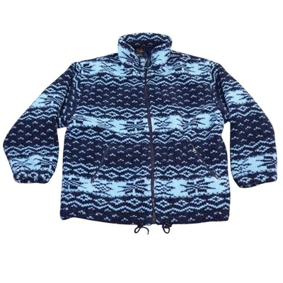 Chaqueta polar de colección OLLAA para hombre grande azul Fair Isle ojo de pájaro cuello falso PESADO Foto 1 de 4