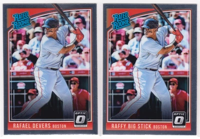 2018 Donruss Optic Rafael Devers Rookie Raffy Big Stick SP variação e base controle remoto - Imagem 1 de 2