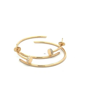 CARTIER 0.17 Carat Round Brilliant Diamond 18k Yellow Gold Hoop Earrings - Picture 1 of 7